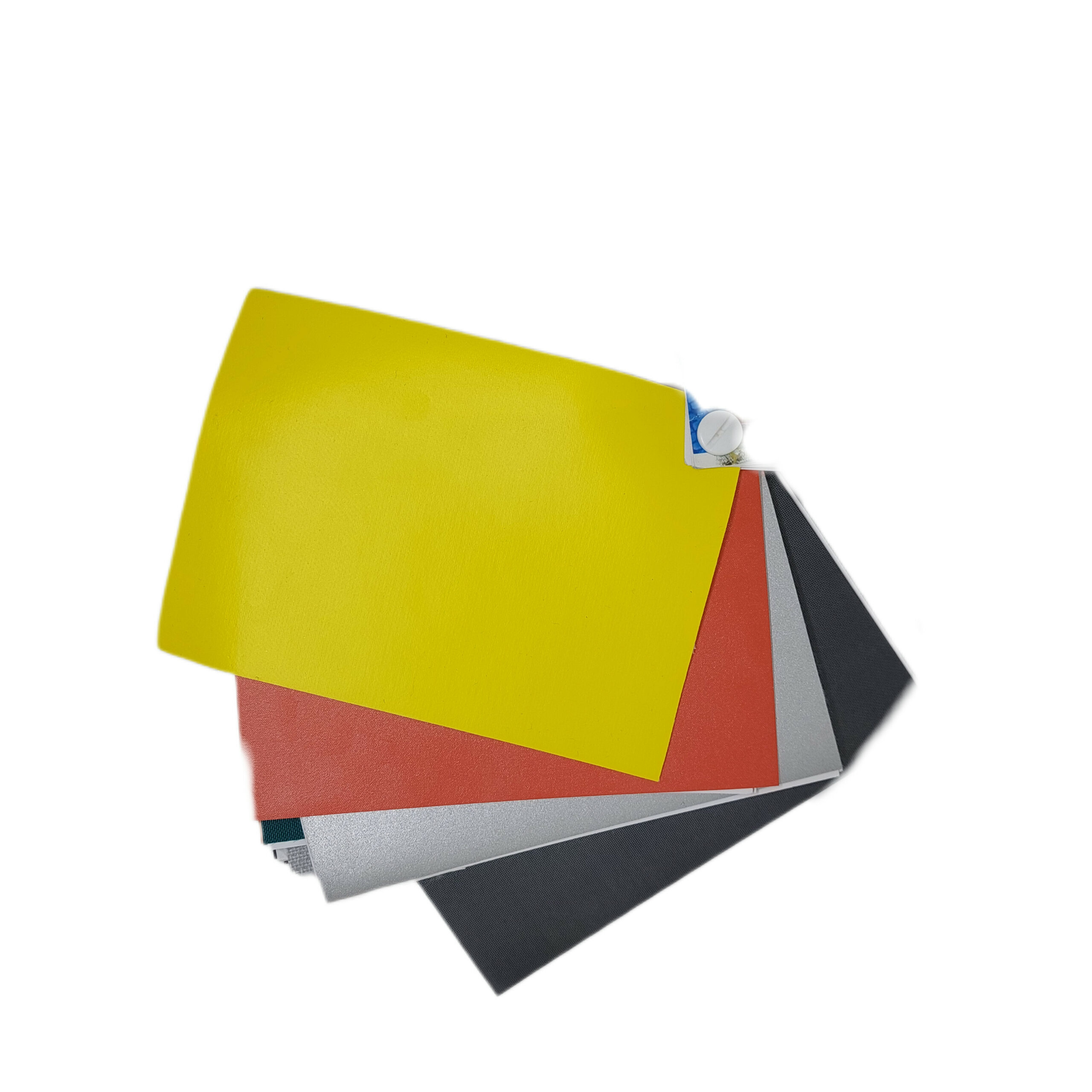 COLOUR CHART FOR COATED CANVASES: YELLOW, ORANGE, GREY, BLACK. COLOUR CHART FOR COATED CANVASES: YELLOW, ORANGE, GREY, BLACK.