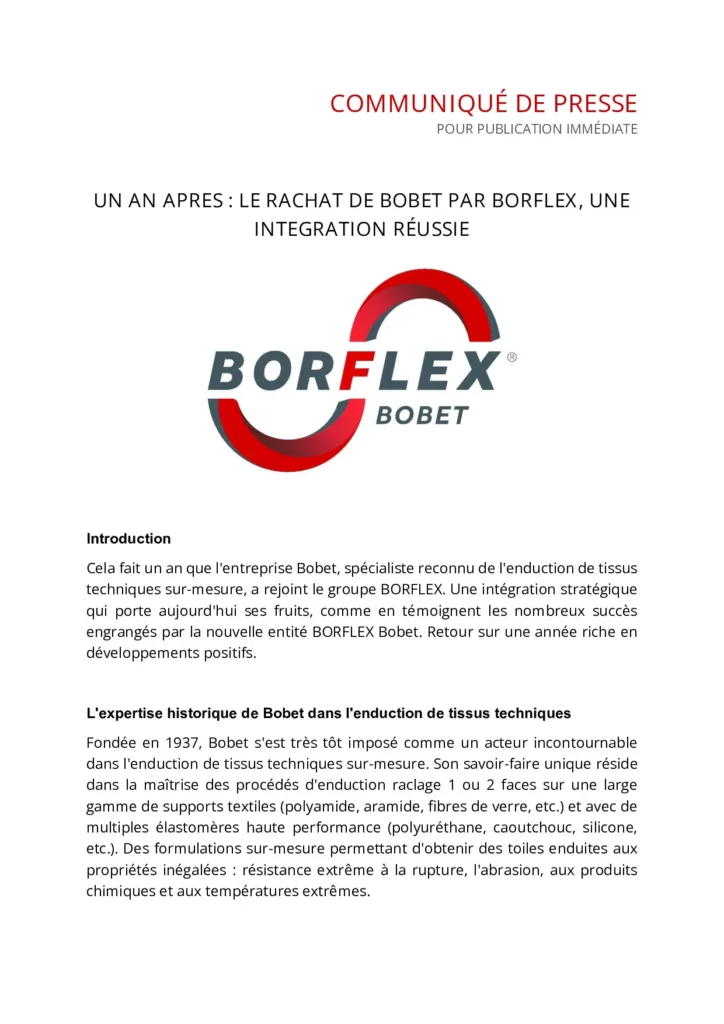 Un an après : le rachat de bobet par BORFLEX, une intégration réussie