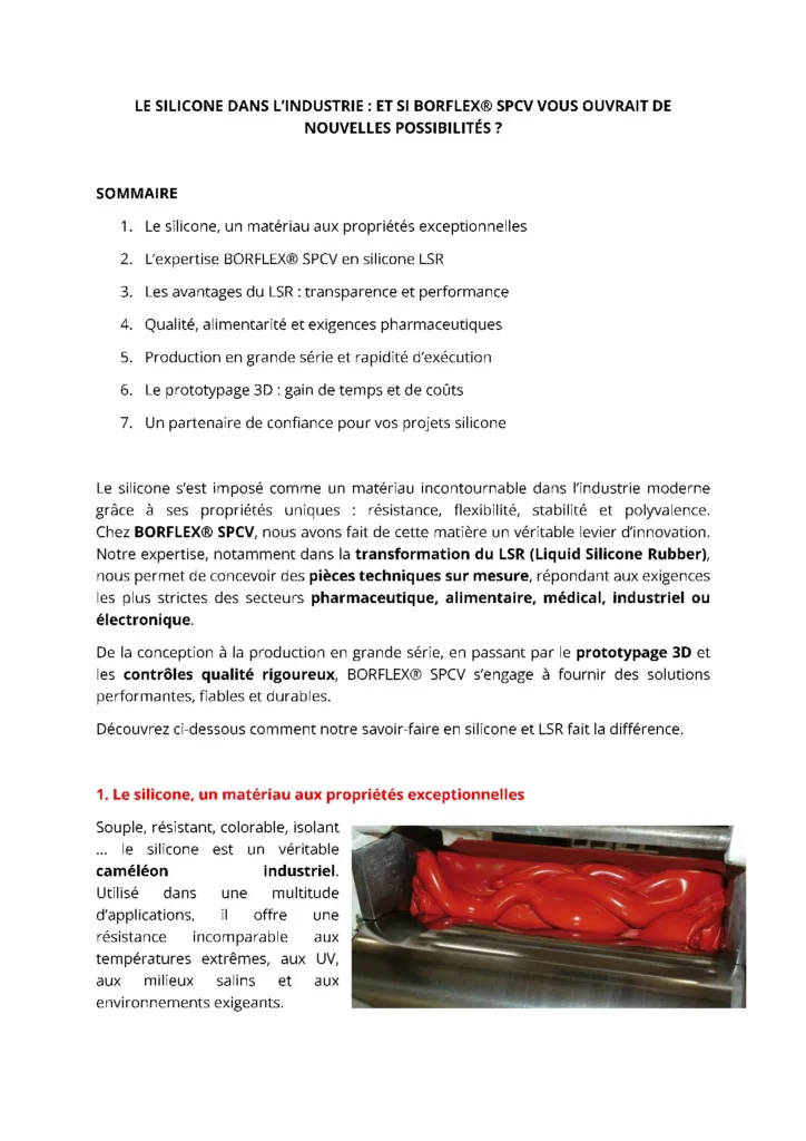 Le silicone dans l’industrie : et si BORFLEX® SPCV vous ouvrait de nouvelles possibilités ?