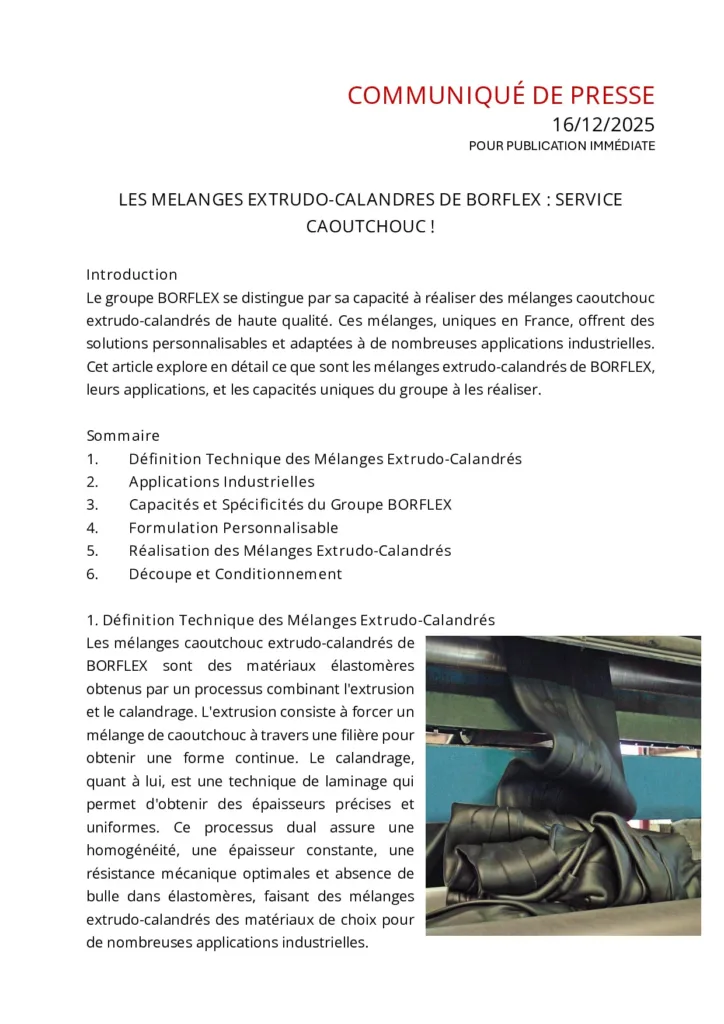 Les mélanges extrudo-calandres de BORFLEX® : service caoutchouc !