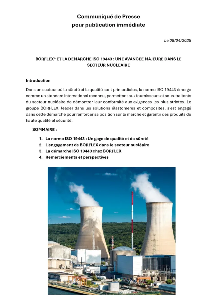 BORFLEX® et la démarche iso 19443 : une avancée majeure dans le secteur nucléaire