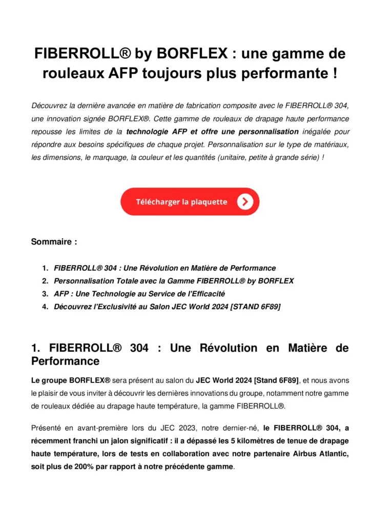 FIBERROLL® by BORFLEX : une gamme de rouleaux AFP toujours plus performante !
